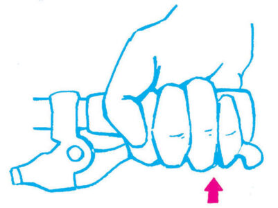 illustration of a person squeezing the brake lever of a bicycle